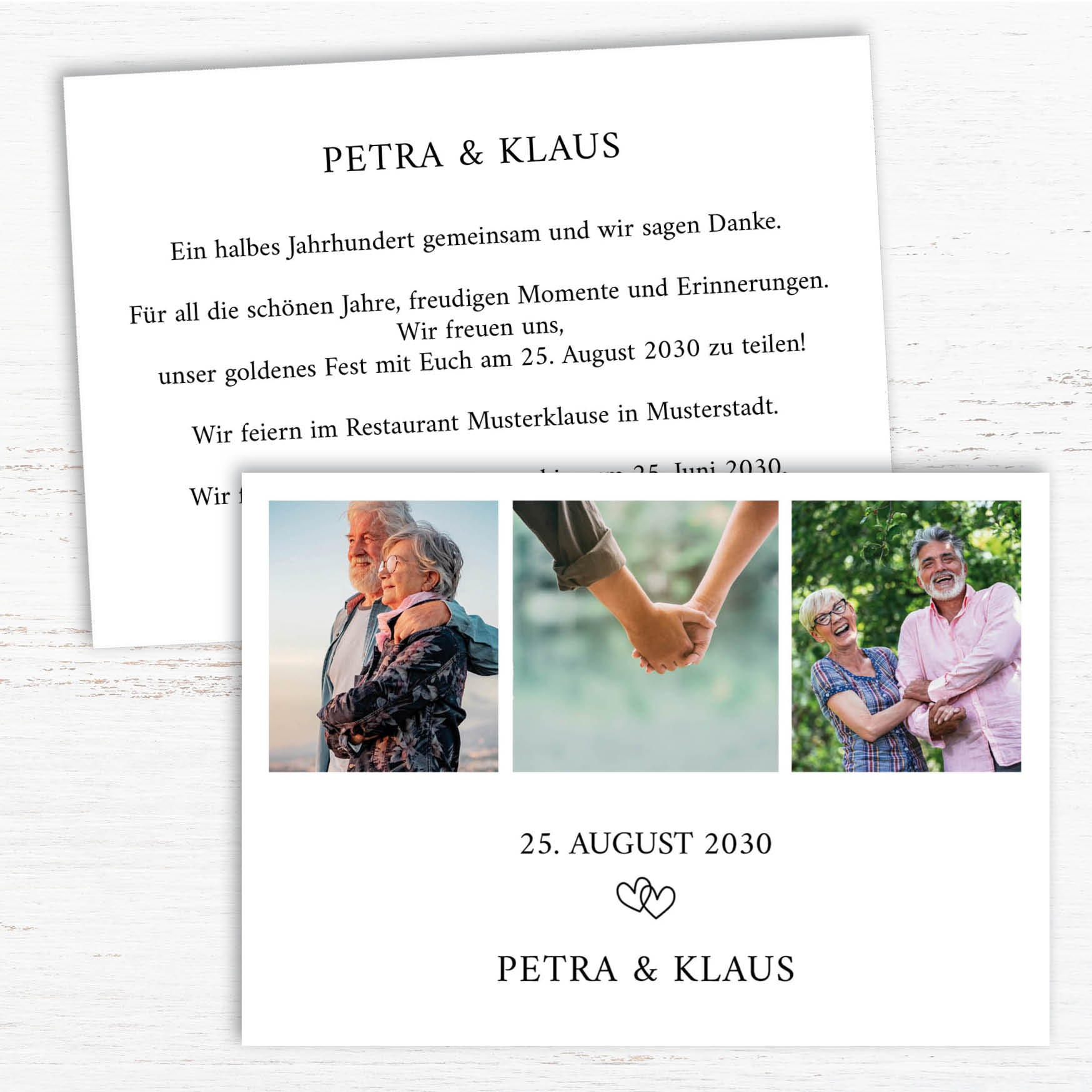 Einladung zur Goldenen Hochzeit: Wahre Liebe